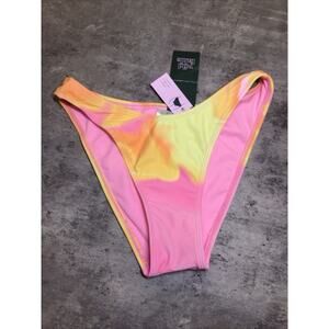 Wild Fable Bikini Bottom Cheeky Yellow Pink Tie Dye XS NWT Low Rise